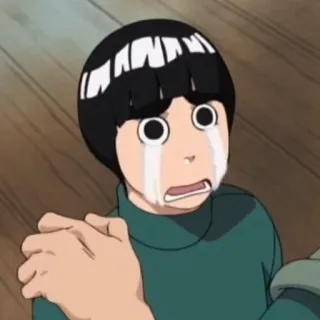 😪 044d1337 Rock Lee Naruto Anime, Triste, Pleurs, Dessin animé, Personnage whatsapp sticker