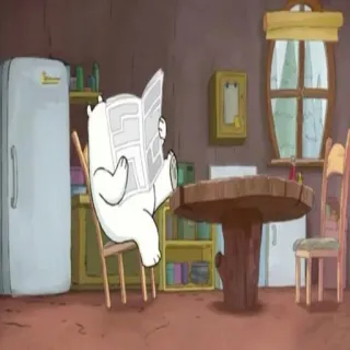 📰 88ea0fa8 Ice Bear We Bare Bears Ice Bear, We Bare Bears, kartun, beruang, membaca, koran whatsapp sticker