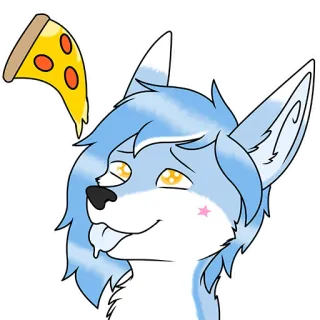 🍕 5c6337b4 furry, lobo, pizza, dibujos animados, comida, lindo whatsapp sticker