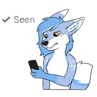 😐 c01c5fc3 Seen Furry, Zorro, Antropomórfico, Marca de verificación, Visto, Mensaje, En línea whatsapp sticker