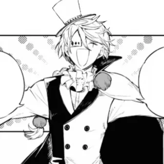 🃏 6162f3fa Anime, Mangá, Personagem, Ilustração, Preto e branco, Desenho, Chapéu telegram sticker