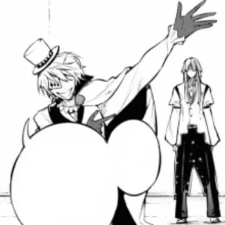 🃏 87f5edd2 Anime, Mangá, Personagem, Preto e branco, Cartola telegram sticker