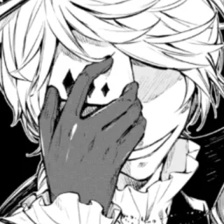 🃏 f85aa569 Anime, Mangá, Personagem, Preto e branco, Rosto telegram sticker