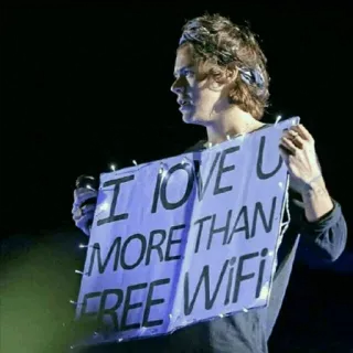 🥀 12383daf I LOVE U MORE THAN FREE WIFI amour, wifi, panneau, fan, humour whatsapp sticker