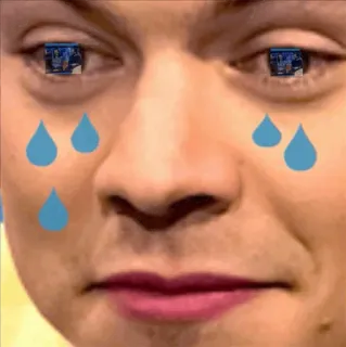 🥀 65125ec3 Harry Styles triste, pleurer, harry styles, mème, célébrité, larmes whatsapp sticker