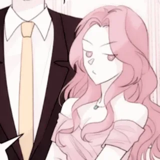 🍢 48ce850b 女人, 连衣裙, 西装, 卡通, 粉色头发, 项链, 派对 telegram sticker