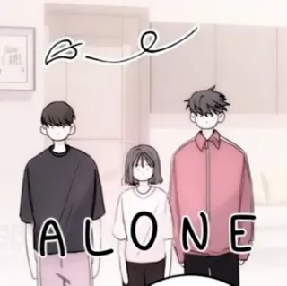 🍢 6c181641 ALONE 独自, 人, 站立, 卡通, 插图 telegram sticker