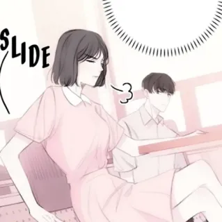 🍢 76e55ca7 SLIDE 女人, 人, 坐, 卡通, 艺术品, 绘画 telegram sticker