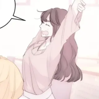 🍢 7b36ca2e 卡通, 女人, 长发, 打哈欠, 室内 telegram sticker