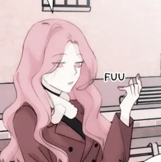 🍢 818f7722 FUU 动漫女孩, 粉色头发, 竖中指, 冒犯, 手势, 卡通 telegram sticker