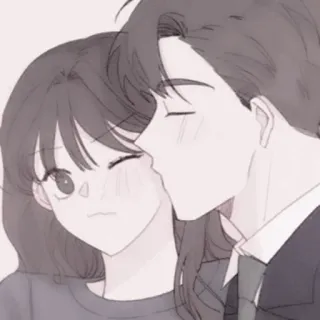 🍢 a1bec09e 情侣, 亲吻, 浪漫, 爱, 可爱, 卡通, 接吻 telegram sticker