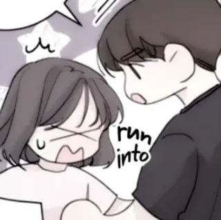 🍢 e3d75f7e run into 卡通, 漫画, 情侣, 碰撞, 互动 telegram sticker