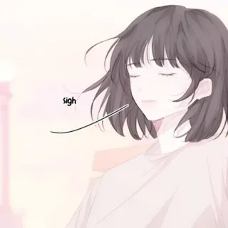 🍢 f6a9583a sigh 动漫, 女孩, 悲伤, 卡通, 插画, 叹气 telegram sticker