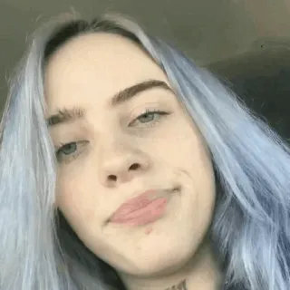 ❄ 6f2c45c5 Billie Eilish Billie Eilish, ca sĩ, người nổi tiếng, tóc xanh, ngôi sao nhạc pop telegram sticker