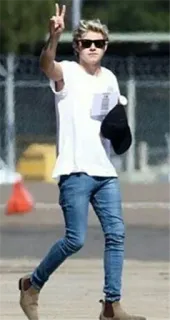 ✋ f2fefeb8 Niall Horan người nổi tiếng, ca sĩ, biểu tượng hòa bình, one direction, trang phục thường ngày, kính râm whatsapp sticker