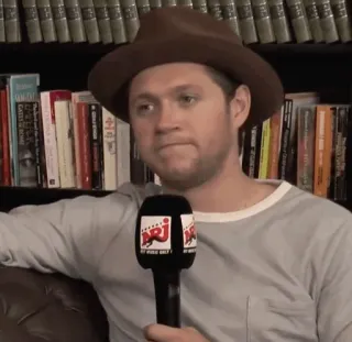 🎸 d247b8d1 Niall Horan Niall Horan, ca sĩ, người nổi tiếng, mũ, phỏng vấn, micro telegram sticker