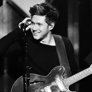✨ 2f68b85d Niall Horan Niall Horan, Músico, Guitarra, Cantante, One Direction, Blanco y negro whatsapp sticker