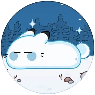 🤪 1e1f8653 inverno, neve, animal, fofo, desenho animado, floresta, noite telegram sticker