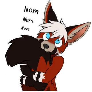 😺 74ca9c92 Nom Nom Nom Furry, Animal, Dibujo Animado, Panda Rojo, Lindo, Ñam telegram sticker