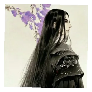 😶 18f3b7dc homem, cabelo comprido, histórico, retrato, arte, pintura telegram sticker