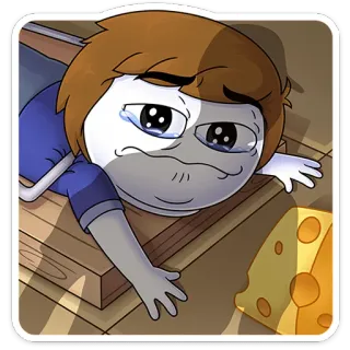 ⭐ 80d066a8 pleurer, triste, fromage, dessin animé, personnage, mème, illustration telegram sticker