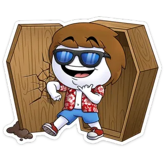 ⭐ b2d0b9ee Dessin animé, Personnage, Animé, Cercueil, Humour, Drôle, Été, Cool telegram sticker