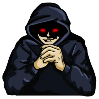 😈 9c5e62cd hoodie, evil, schaduw, sluw, stiekem, rode ogen telegram sticker