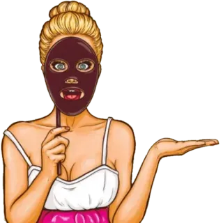 🎭 62019103 женщина, маска, мультфильм, портрет, красота, мода, иллюстрация telegram sticker