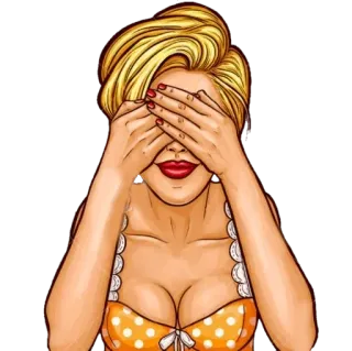 🙈 7b6eb87a женщина, иллюстрация, поп-арт, ретро, женский, закрытые глаза telegram sticker