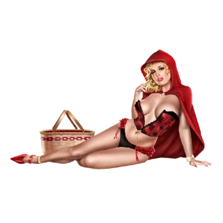 😏 7deed758 Little Red Riding Hood Красная Шапочка, мультфильм, пин-ап, нижнее белье, корзина, блондинка telegram sticker