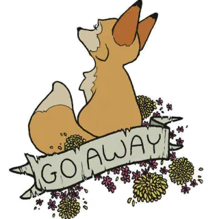 😉 75e94e04 GO AWAY zorro, flores, fuera, pancarta, animal, naturaleza, pegatina telegram sticker