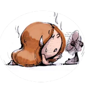 😥 66582a1f потный, горячий, фанат, мультфильм, измученный, жара, женщина telegram sticker