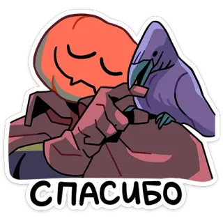 🎃 a5efaa2e СПАСИБО pumpkin, thank you, crow, halloween, autumn, russian telegram sticker