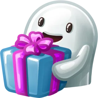 🎁 e9f5a66a призрак, подарок, милый, мультфильм, презент, праздник telegram sticker