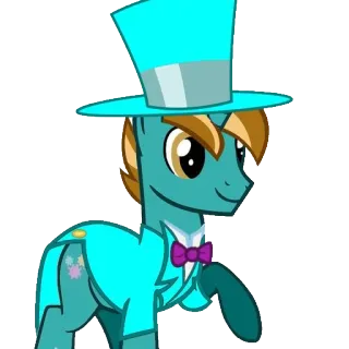 🎩 e7567d67 ม้าโพนี่, การ์ตูน, ม้า, สูท, หมวกทรงสูง, ภาพเคลื่อนไหว telegram sticker