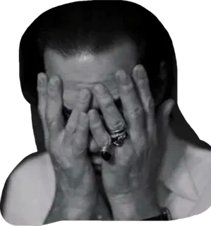 ☠️ 900f3edf hombre, cara, manos, triste, blanco y negro telegram sticker