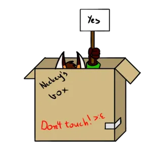 👍 4fc2c377 Yes, Nickey's box, Don't touch! >:E 箱, 動物, 漫画, 毛皮 telegram sticker