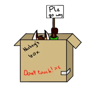 🖕 c54a1b7e Plz go way
Nickey's box
Don't touch! >:E 箱, 動物, サイン, 漫画, 怒り, 面白い telegram sticker