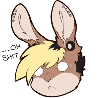 😦 6e11a01e OH SHIT Cartoon, Tier, Hase, Kraftausdruck, Geschockt telegram sticker