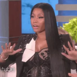 🌷 cd8ebdb1 Nicki Minaj nicki minaj, celebrity, rapper, talk show, woman, gesture whatsapp sticker