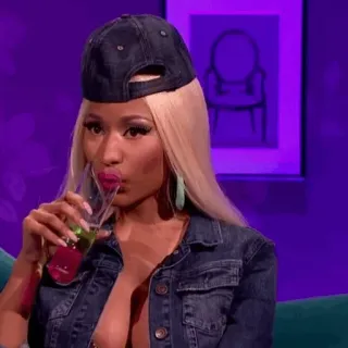 🌷 d2562965 Nicki Minaj Nicki Minaj, rapper, celebrity, singer, drinking, woman whatsapp sticker