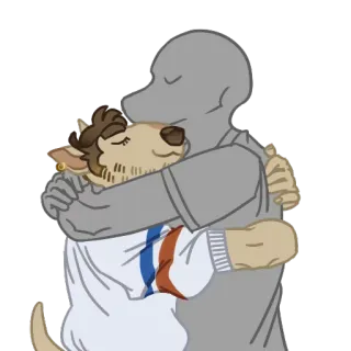 🤗 d3371946 knuffel, vriendschap, antropomorf, hond, genegenheid, hartverwarmend telegram sticker