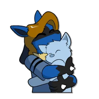 🤗 3003a23b Furry, Umarmung, Cartoon, Tier, Süß, Blau, Zärtlich telegram sticker