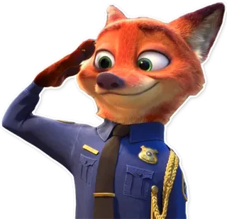 🚔 21c7b010 Nick Wilde Zootopia fuchs, polizei, polizist, zoomania, nick wilde, gruß telegram sticker