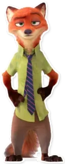 😎 5efd7eee Nick Wilde Zootopia Cartoon Fuchs, Oranger Fuchs, Krawatte, Nick Wilde, Zoomania, Disney Figur telegram sticker
