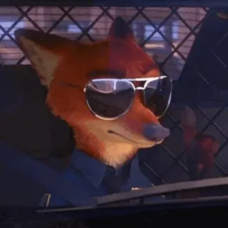 🦊 14f20bf8 Nick Wilde Zootopia vos, zonnebril, zootropolis, cartoon, personage telegram sticker