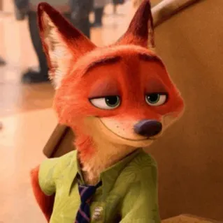 🦊 54e8c1a4 Nick Wilde Zootopia vos, cartoon, dier, geanimeerd, glimlach, blij, schattig telegram sticker