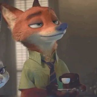 🦊 f3e37c00 Nick Wilde Zootopia vos, dier, zootropolis, disney, personage, cartoon, animatie telegram sticker