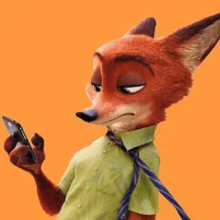 😒 619b7ac8 Nick Wilde Zootopia fox, cartoon, animal, phone, tie, character telegram sticker