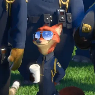 😎 b9a588eb Nick Wilde Zootopia police, officer, fox, cartoon, sunglasses, zootopia, nick wilde telegram sticker